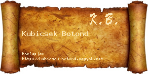Kubicsek Botond névjegykártya
